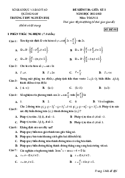 Đề giữa học kỳ 1 Toán 11 năm 2022 – 2023 trường THPT Nguyễn Huệ – Quảng Nam