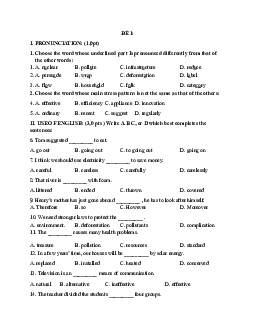 Đề mẫu ôn tập học phần Tiếng anh cơ bản