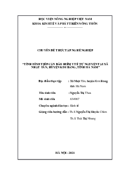 Chuyên đề thực tập nghề nghiệp - Tình hình tiếp cận bảo hiểm Y tế tự nguyện | Học viện Nông nghiệp Việt Nam