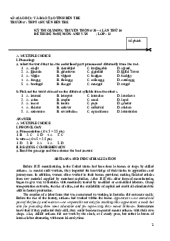 Kỳ Thi Olympic Truyền Thống 30 - 4 Lần Thứ 15 Đề Thi Đề Nghị Môn Anh Văn ; Lớp 11 - Trường Thpt Chuyên Bến Tre