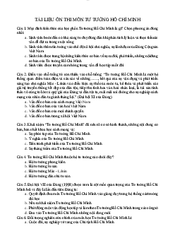 Câu hỏi trắc nghiệm ôn tập môn Tư tưởng Hồ Chí Minh