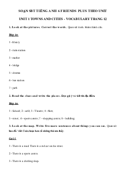 Sách bài tập tiếng Anh 6 Unit 1 Towns and Cities Vocabulary trang 12 - Chân trời sáng tạo