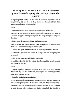 Giải bài tập SGK Lịch sử 10 bài 10: Thời kì hình thành và phát triển của chế độ phong kiến Tây Âu (từ thế kỉ V đến thế kỉ XIV)