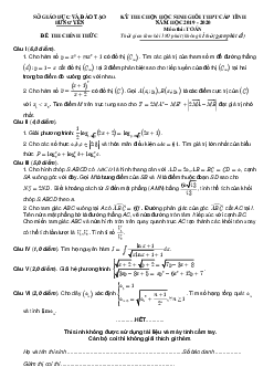 Đề thi học sinh giỏi tỉnh Toán 12 THPT năm 2019 – 2020 sở GD&ĐT Hưng Yên