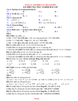 Bài tập toán 6 bộ kết nối tuần 11 tập hợp các số nguyên