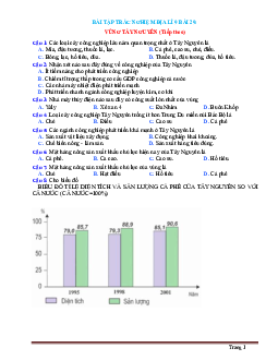 Bài tập trắc nghiệm địa lí 9 bài 29: Vùng Tây Nguyên tiếp theo (có đáp án)