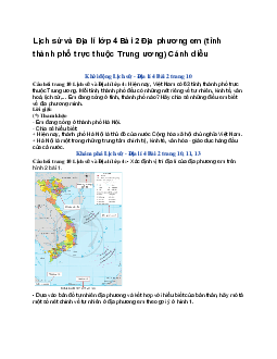 Lịch sử và Địa lí lớp 4 Bài 2 Địa phương em (tỉnh thành phố trực thuộc Trung ương) | Cánh diều