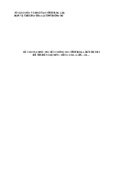 Đề thi Olympic 10 tháng 3 lần thứ 5 môn Tiếng Anh năm 2021 lớp 10 THPT Đông Du