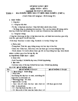 Giáo án Toán 2 | Bài nhiều ngay hơn hay ít ngày hơn bao nhiêu sách Chân trời sáng tạo (cả năm) | Tuần 2