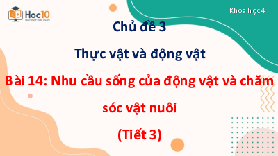 Bài giảng điện tử môn Khoa học 4 | Bài 14: Nhu cầu sống của động vật và chăm sóc vật nuôi (Tiết 3) | Cánh diều