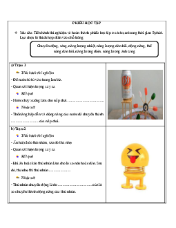 Chủ đề 10. Bài 31: Sự chuyển hóa năng lượng(Phiếu học tập) | Bài giảng KHTN 6 | Cánh diều