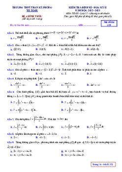 Đề học kỳ 2 Toán 12 năm 2022 – 2023 trường THPT Trần Kỳ Phong – Quảng Ngãi