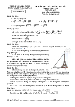 Đề thi học kỳ 1 Toán 9 năm 2020 – 2021 phòng GD&ĐT Hai Bà Trưng – Hà Nội