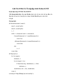 Giải Tin 10 Bài 32: Ôn tập lập trình Python KNTT
