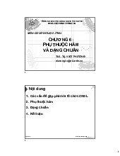 Bài giảng Phụ thuộc hàm và dạng chuẩn môn Cơ sở dữ liệu | Trường Đại học Công nghệ Thông tin, Đại học Quốc gia Thành phố Hồ Chí Minh