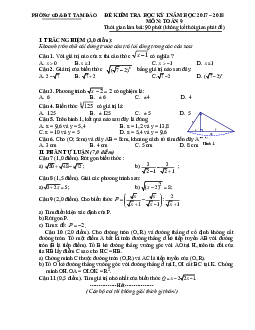 Đề thi HK1 Toán 9 năm học 2017 – 2018 phòng GD và ĐT Tam Đảo – Vĩnh Phúc