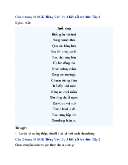 Giải SGK Tiếng Việt 3 trang 10 Bài 1: Bầu trời - Phần viết | Kết nối tri thức