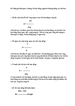 Đánh giá hiệu quả sử dụng vốn lưu động