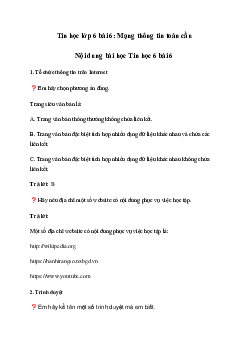 Giải Tin học 6 Bài 6: Mạng thông tin toàn cầu | Kết nối tri thức