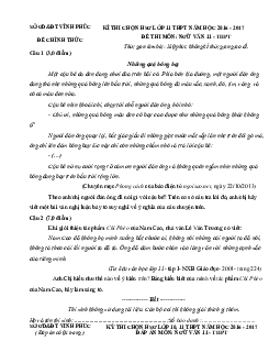 Đề thi HSG môn Ngữ Văn 11 tỉnh Vĩnh Phúc năm 2017 (có đáp án )