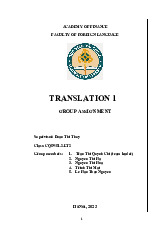 Dự Án Nhóm Dịch Thuật 1: Các Vấn Đề Xã Hội và Kinh Tế | Biên dịch 1 | Học viện Tài chính