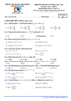 Đề thi học kì 1 Toán 12 năm 2019 – 2020 trường chuyên Hạ Long – Quảng Ninh