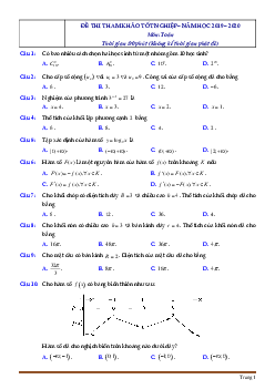 Đề minh họa toán 2020 lần 2 có đáp án và lời giải chi tiết