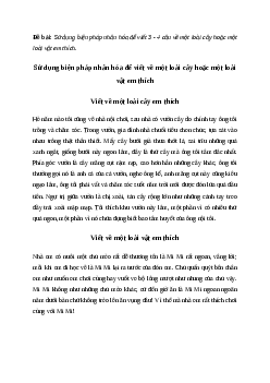 Sử dụng biện pháp nhân hóa để viết về một loài cây hoặc một loài vật em thích Tiếng việt 4 Chân trời sáng tạo