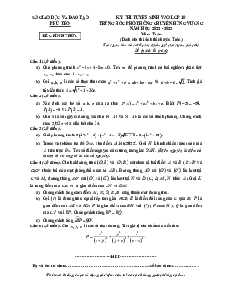 Đề vào 10 môn Toán (chuyên Toán) 2022 – 2023 trường chuyên Hùng Vương – Phú Thọ