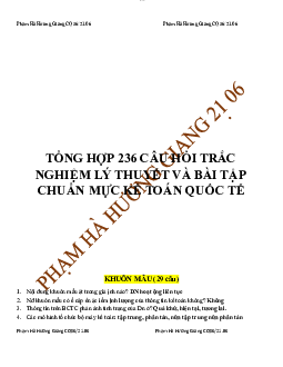 Tổng hợp 236 câu hỏi trắc nghiệm môn Chuẩn mực kế toán quốc tế (Có đáp án) | Học viện Tài chính