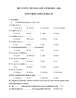 Đề luyện thi học sinh giỏi lớp 6 môn Tiếng Anh năm học 2019 - 2020 số 5