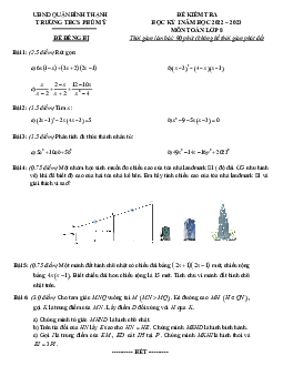 Đề đề nghị cuối kỳ 1 Toán 8 năm 2022 – 2023 trường THCS Phú Mỹ – TP HCM