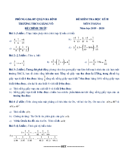 Đề thi học kì 2 Toán 6 năm học 2019 – 2020 trường THCS Giảng Võ – Hà Nội