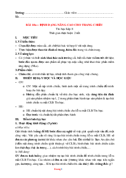 Giáo Án Bài 10a - Định Dạng Nâng Cao Cho Trang Chiếu Tin Học 8 -KNTT năm 2023-2024