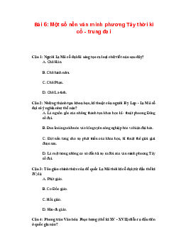 Trắc nghiệm Lịch sử 10 Bài 6: Một số nền văn minh phương Tây thời kì cổ - trung đại | Kết nối tri thức