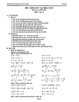 Đề cương HK2 Toán 8 năm 2022 – 2023 trường PT Thực hành Sư phạm – Đồng Nai
