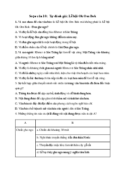 Soạn bài Tự đánh giá: Lễ hội Ok Om Bok - Cánh Diều 10