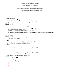Đề thi Toán cao cấp 2 (Có lời giải)