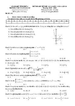Đề thi chuyên đề Toán 10 lần 2 năm 2019 – 2020 trường Ngô Gia Tự – Vĩnh Phúc