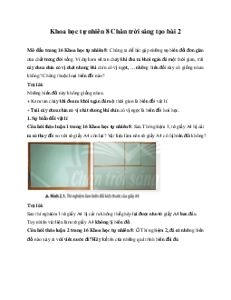 Giải Khoa học tự nhiên 8 bài 2: Biến đổi vật lí và biến đổi hóa học |Chân trời sáng tạo