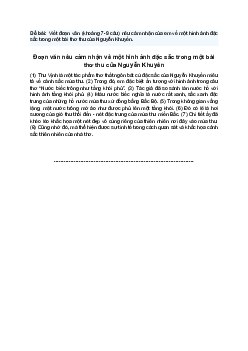 Văn mẫu 8| Cảm nhận về một hình ảnh đặc sắc trong một bài thơ thu của Nguyễn Khuyến