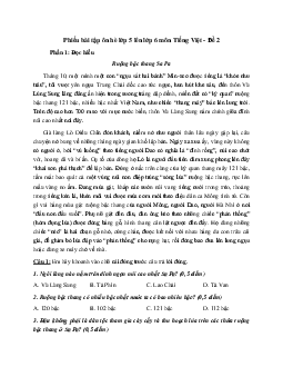 Phiếu bài tập ôn hè lớp 5 lên lớp 6 năm 2024 môn Tiếng Việt - Đề 2
