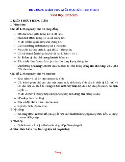 Đề cương ôn thi môn Tin lớp 6 giữa kì 1 năm học 2022-2023