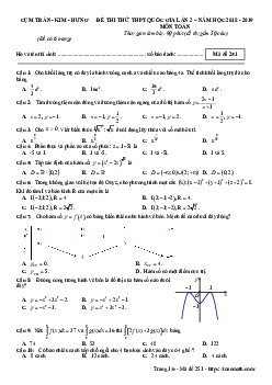Đề thi thử Toán THPT Quốc gia 2019 lần 2 cụm Trần – Kim – Hưng – Hưng Yên