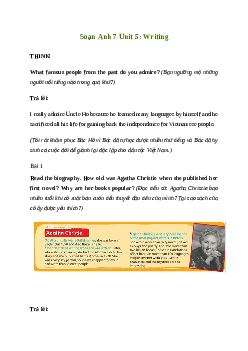 Giải Tiếng Anh 7 Unit 5: Writing | Friends Plus