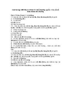 Giải bài tập SBT Địa lý 10 bài 17: Thổ nhưỡng quyển - Các yếu tố hình thành thổ nhưỡng