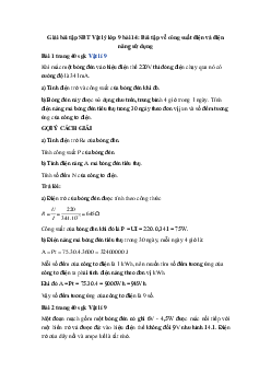 Giải Vật lý 9 bài 14: Bài tập về công suất điện và điện năng sử dụng