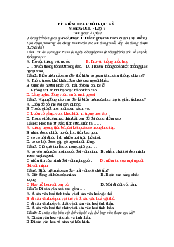 Đề thi học kì 1 Giáo dục công dân lớp 7 | Đề 6 | Kết nối tri thức