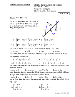 Đề kiểm tra học kỳ 2 Toán 12 năm 2018 – 2019 trường THPT Nguyễn Huệ – TP HCM
