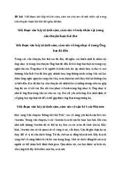 Viết đoạn văn bày tỏ tình cảm, cảm xúc của em về một nhân vật trong câu chuyện hoặc bài thơ Tiếng việt 4 Chân trời sáng tạo